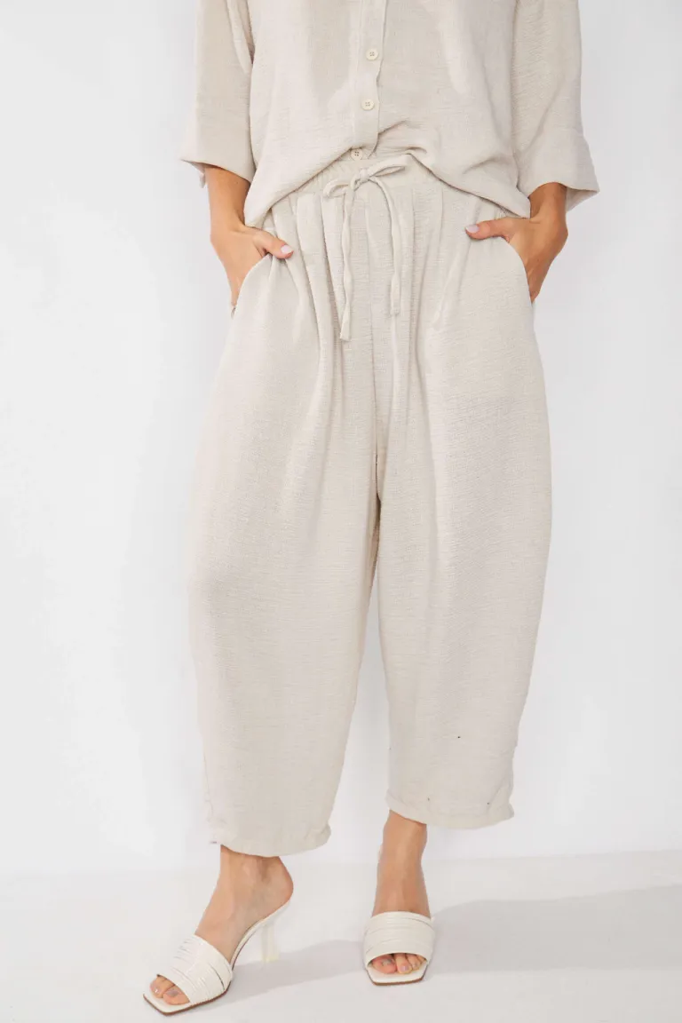 Pantalón ancho y holgado de lino para mujer, diseño cómodo y versátil de Belle en Pantalones para argentina