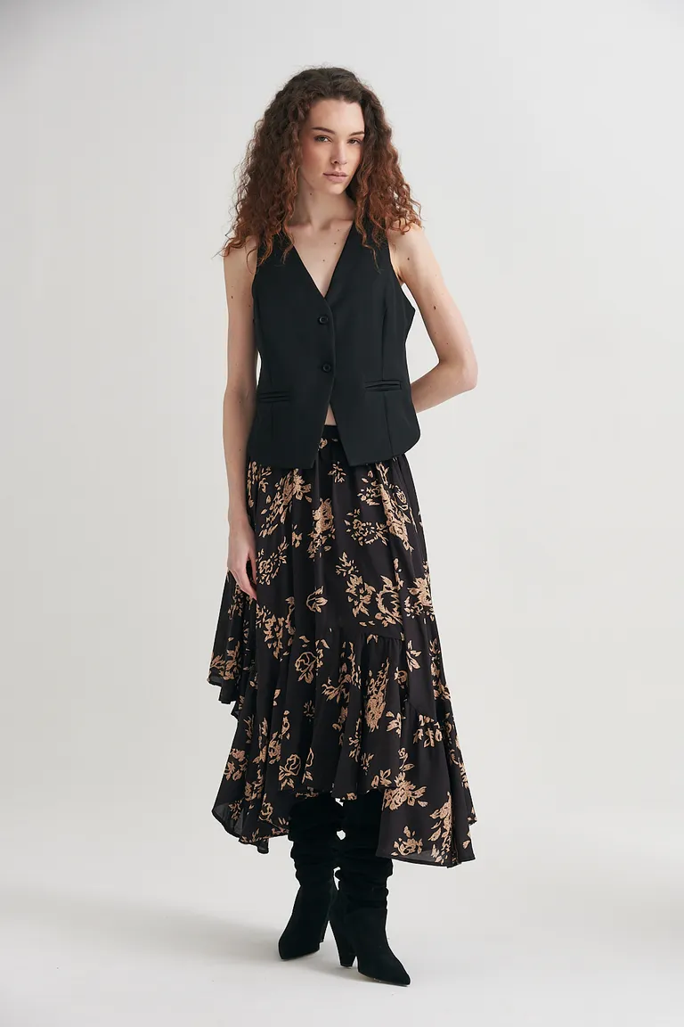 Falda estampada de viscosa modal con silueta amplia y cintura elástica de Sweet en Faldas para argentina