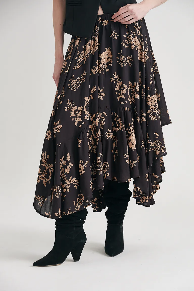 Falda estampada de viscosa modal con silueta amplia y cintura elástica de Sweet en Faldas para argentina