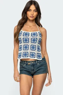 Top crochet espalda descubierta naia de Edikted en Tops para argentina
