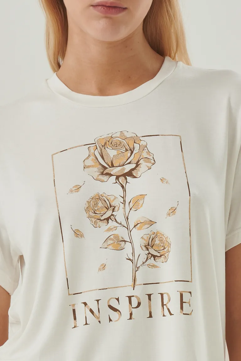 Remera de Corte Relajado con Estampa Floral y Mensaje Inspiracional de Sweet en Remeras para argentina