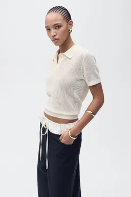 Jersey calado cuello polo de Mango en Remeras para argentina