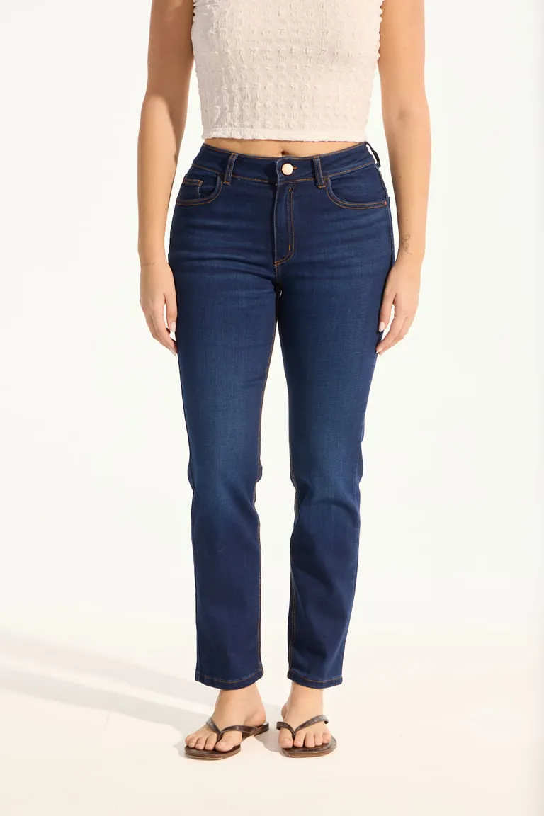 Pantalón de tiro medio en denim azul de corte slim para mujer de Portsaid en Pantalones para argentina