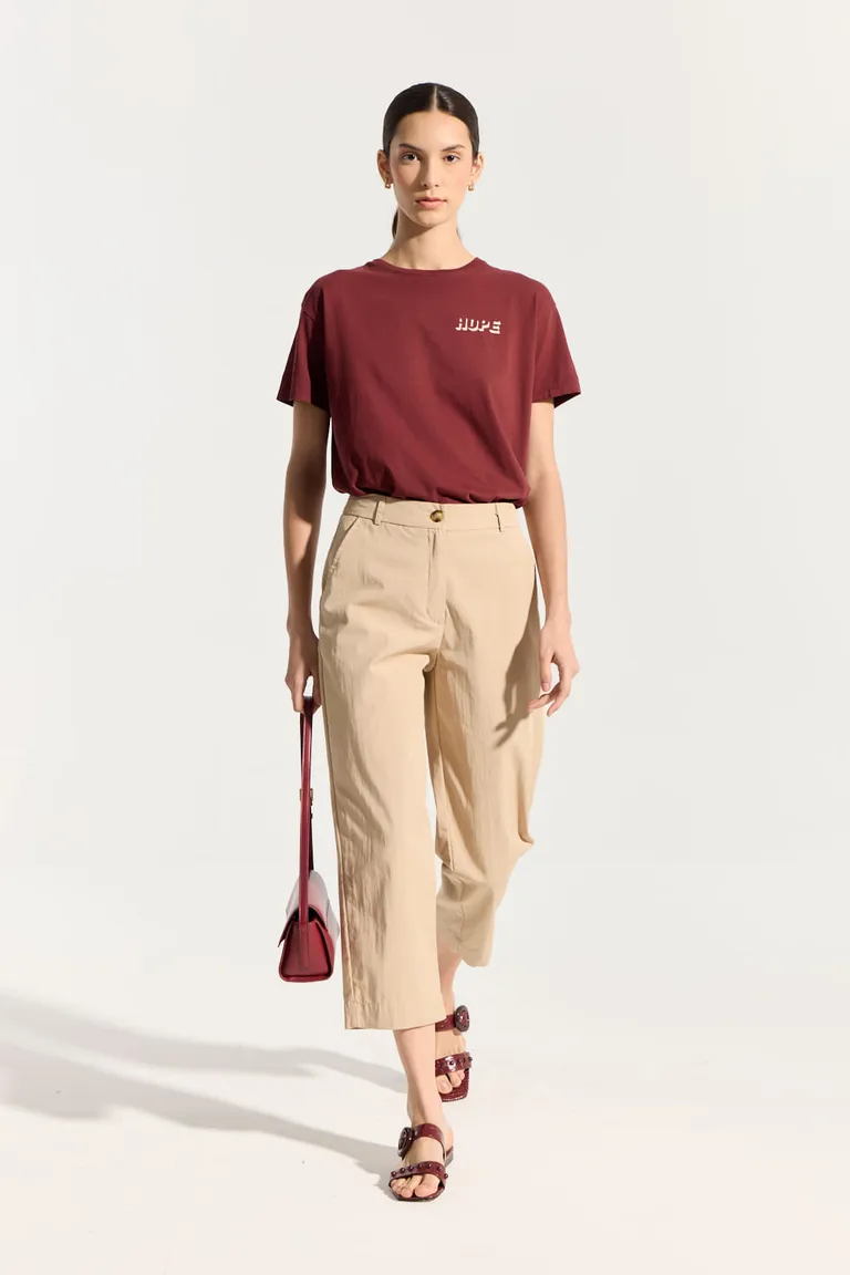 Pantalón sastre de gabardina satén con spandex para mujer de largo modular al tobillo de Portsaid en Pantalones para argentina