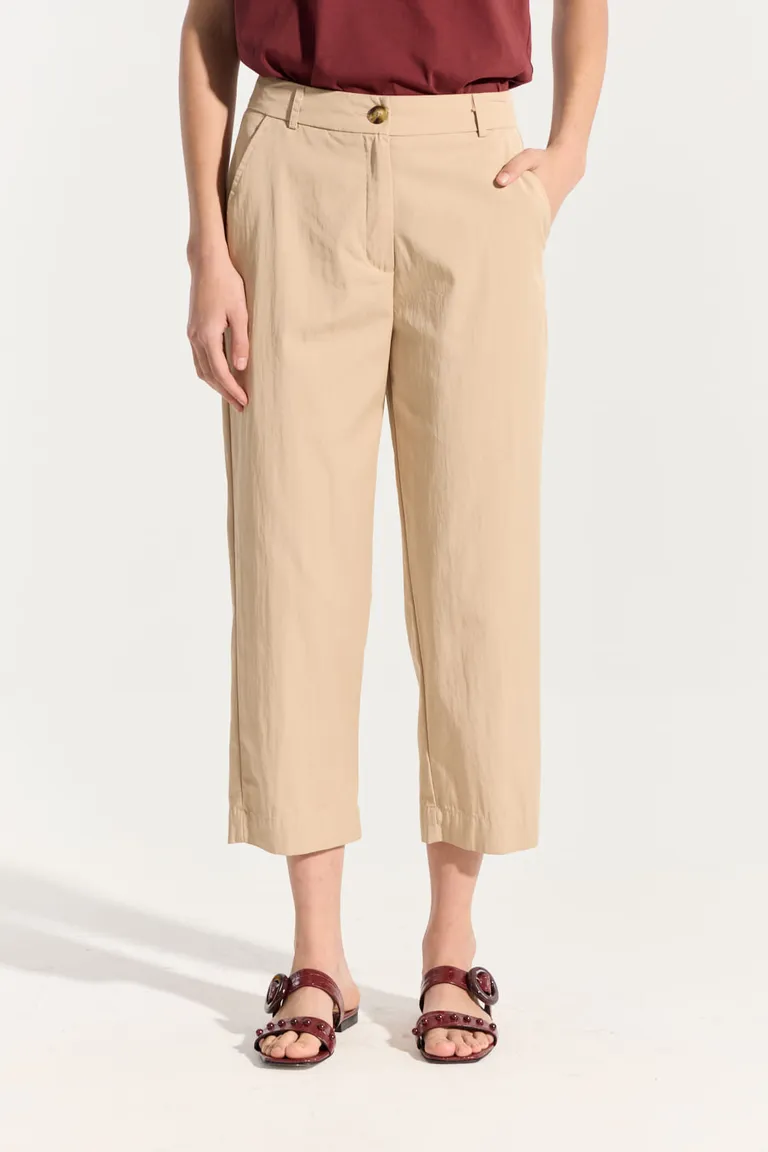 Pantalón sastre de gabardina satén con spandex para mujer de largo modular al tobillo de Portsaid en Pantalones para argentina