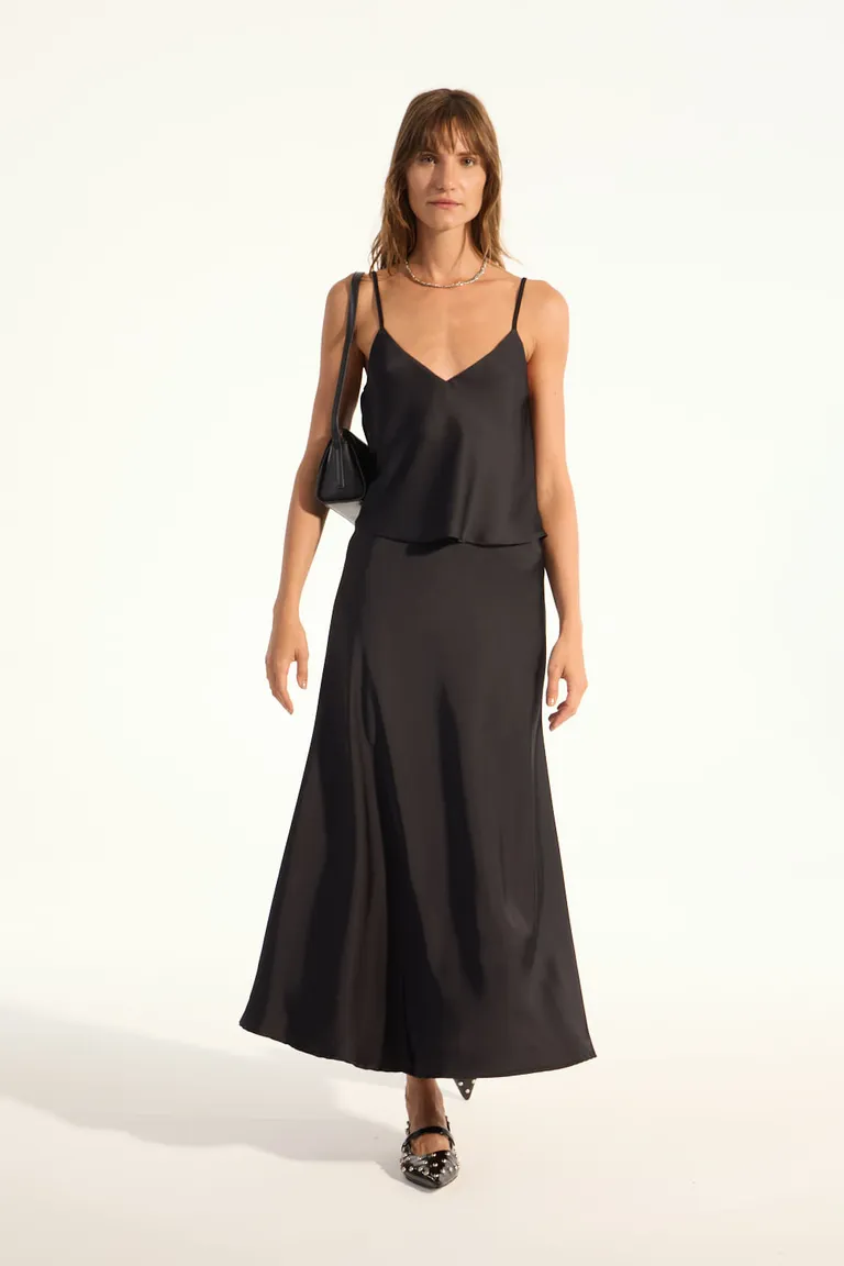 Falda de satén de corte midi con evase y cintura elástica de Portsaid en Faldas para argentina