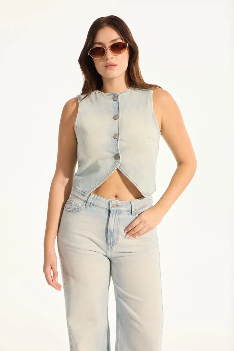 Chaleco de corte ajustado en tejido de algodón con diseño abotonado para un look moderno y versátil de Portsaid en Chalecos para argentina