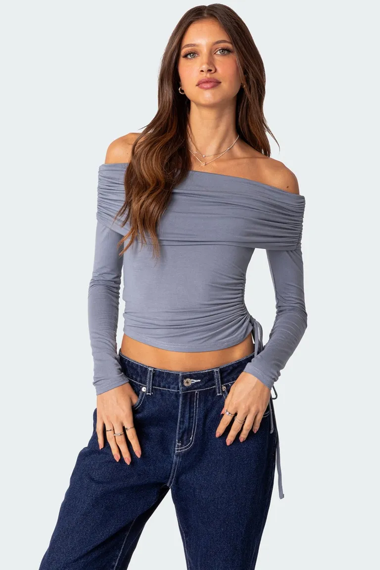 Top drapeado con cordón ajustable de Edikted en Tops para argentina