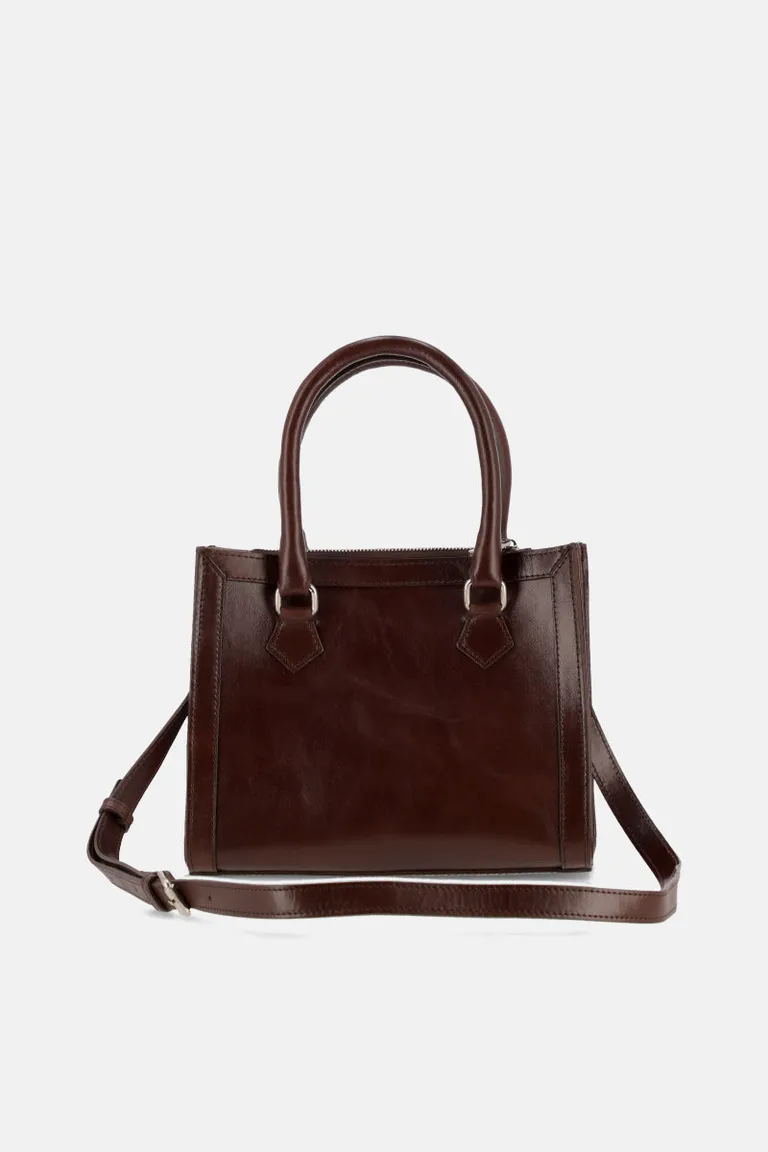 Cartera estructurada con doble manija redondeada, cierre metálico superior y correa larga ajustable desmontable de Justaosadia en Bolsos y Carteras para argentina