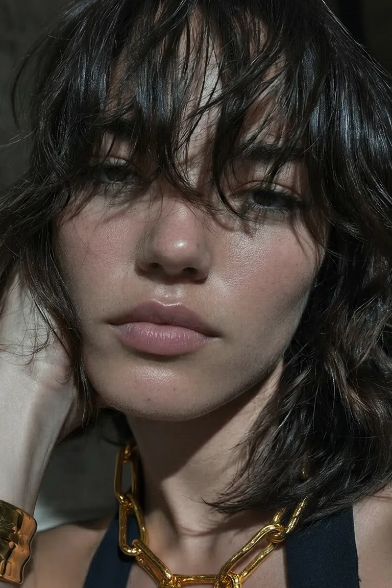 Collar de eslabones orgánicos con acabado dorado texturizado - Accesorio de moda versátil y sofisticado de Maria Cher en Bijouterie para argentina