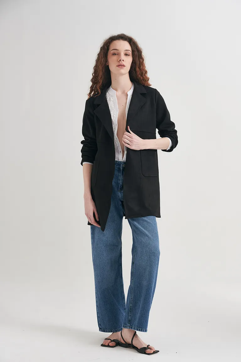 Abrigo negro de corte relajado con solapas amplias y bolsillos delanteros aplicados de Sweet en Tapados para argentina