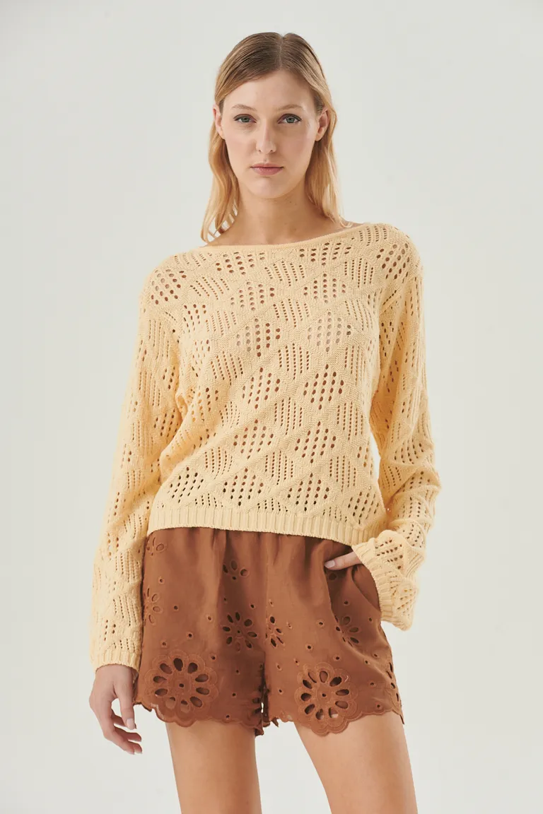 Suéter holgado de diseño geométrico en color amarillo de Sweet en Buzos y Sweaters para argentina
