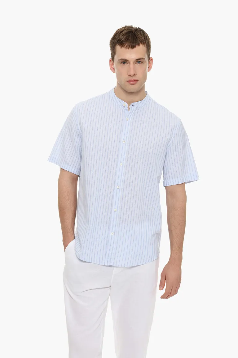 Camisa cuello mao lino algodón de Lefties en Camisas para argentina