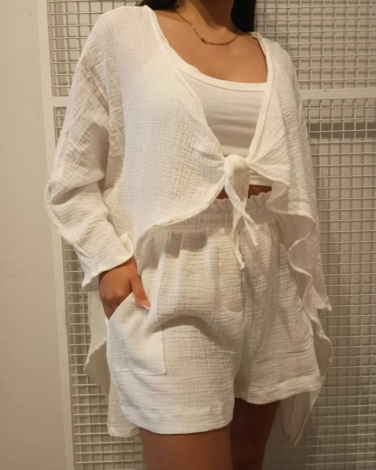 Kimono de algodón suave y diseño contemporáneo con lazo para atar de Belle en Kimonos para argentina