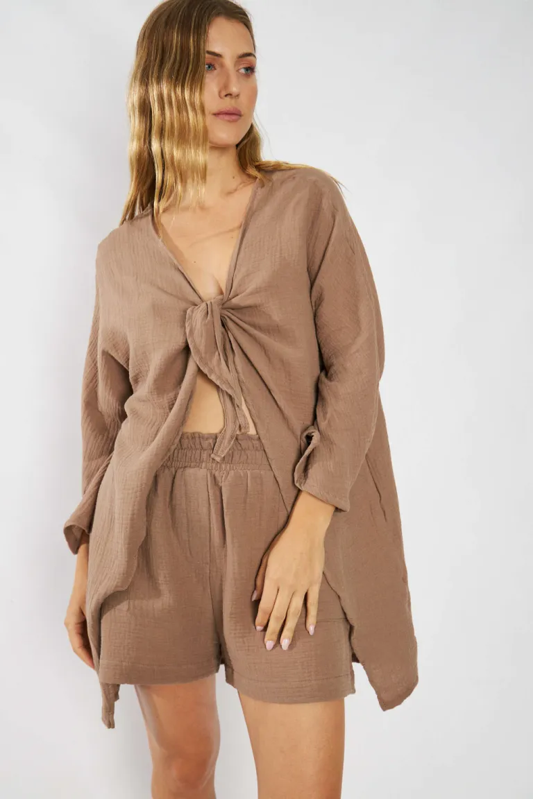 Kimono de algodón suave y diseño contemporáneo con lazo para atar de Belle en Kimonos para argentina