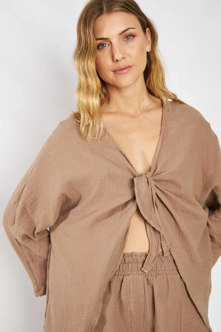 Kimono de algodón suave y diseño contemporáneo con lazo para atar de Belle en Kimonos para argentina