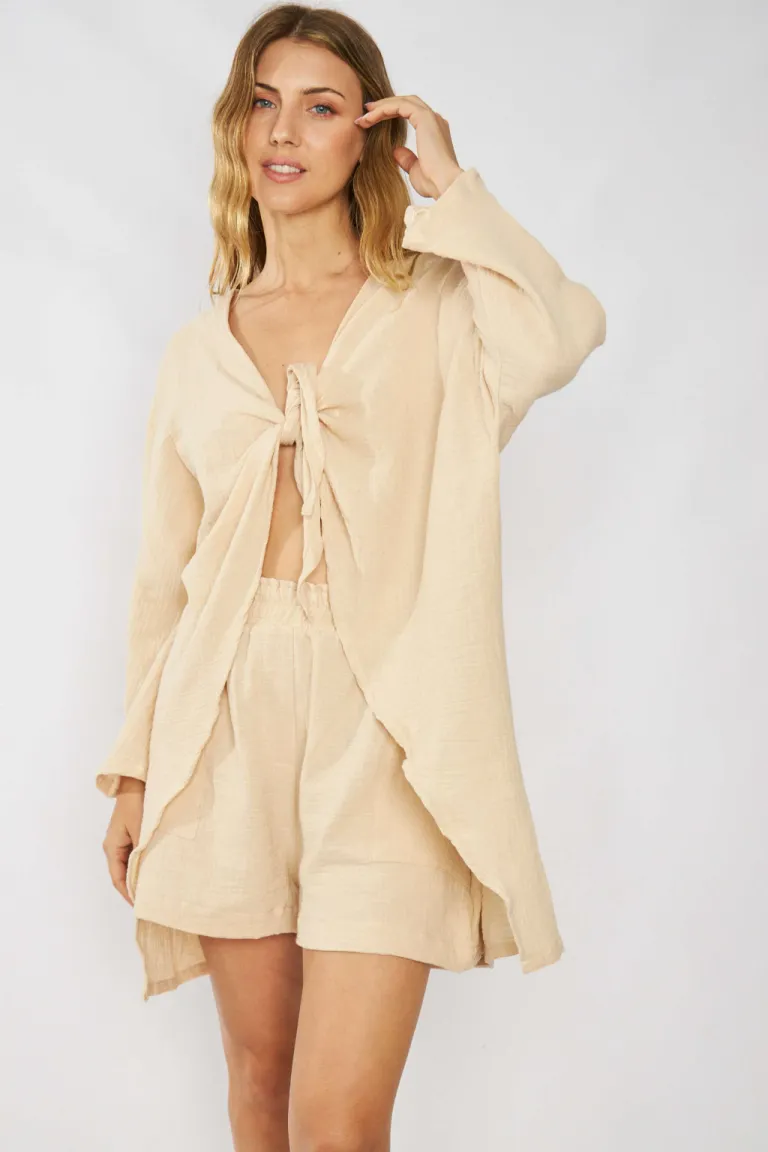 Kimono de algodón suave y diseño contemporáneo con lazo para atar de Belle en Kimonos para argentina