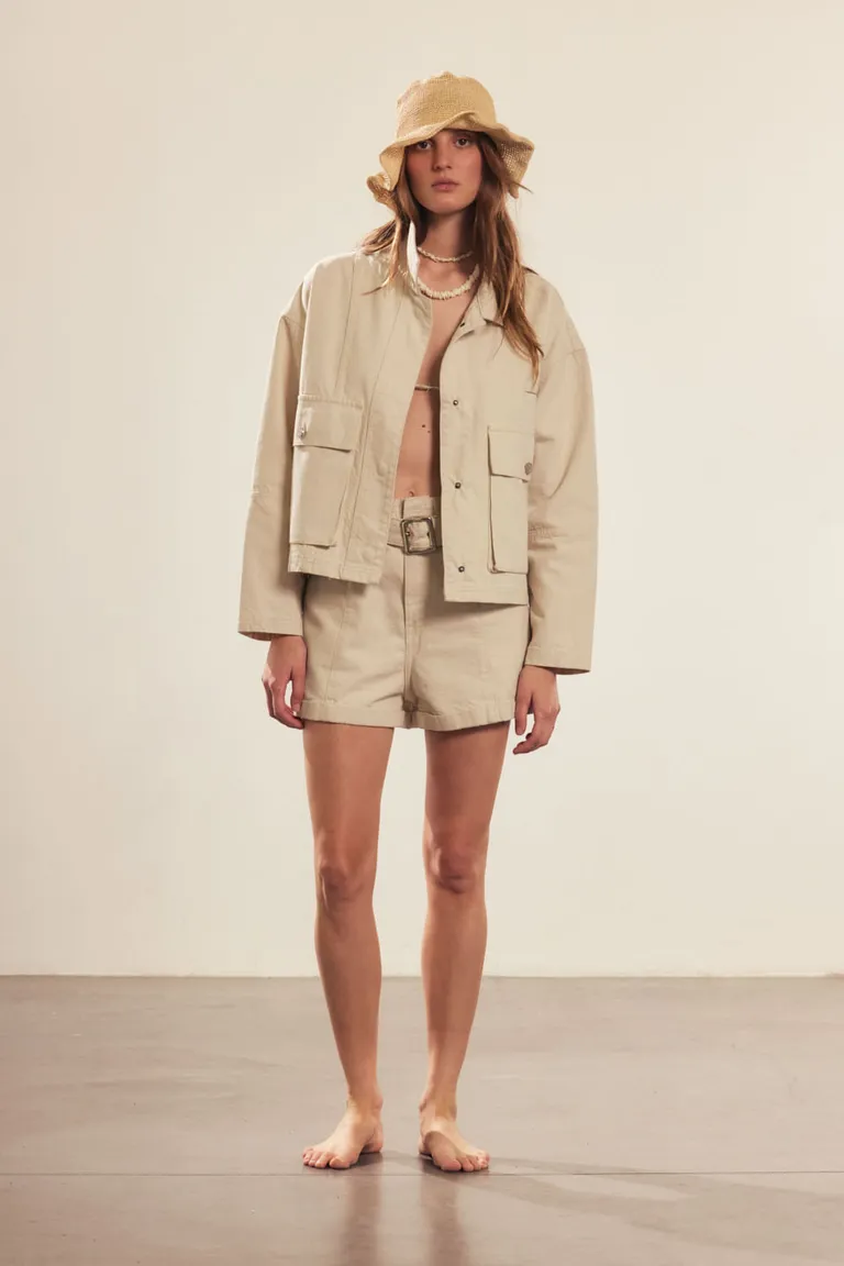 Chaqueta de algodón natural con diseño holgado y bolsillos para mujer de Portsaid en Chaquetas para argentina