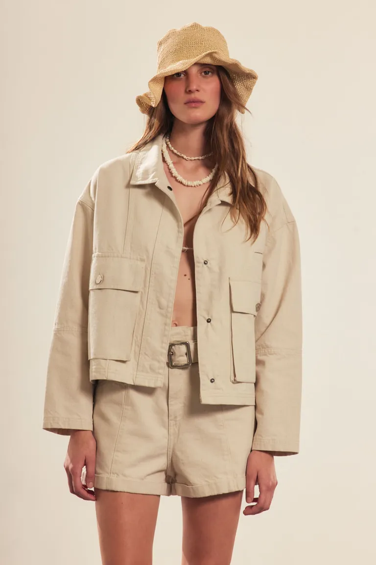 Chaqueta de algodón natural con diseño holgado y bolsillos para mujer de Portsaid en Chaquetas para argentina