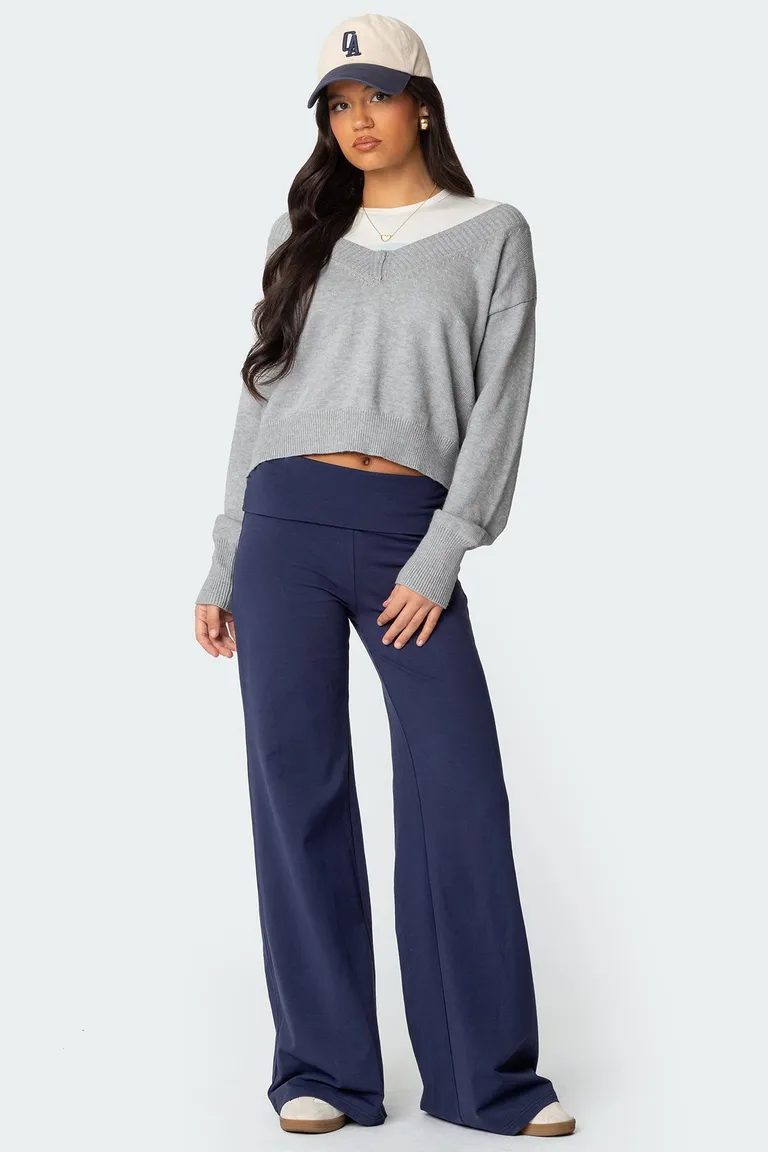 Pantalón pierna ancha doblez de Edikted en Pantalones para argentina