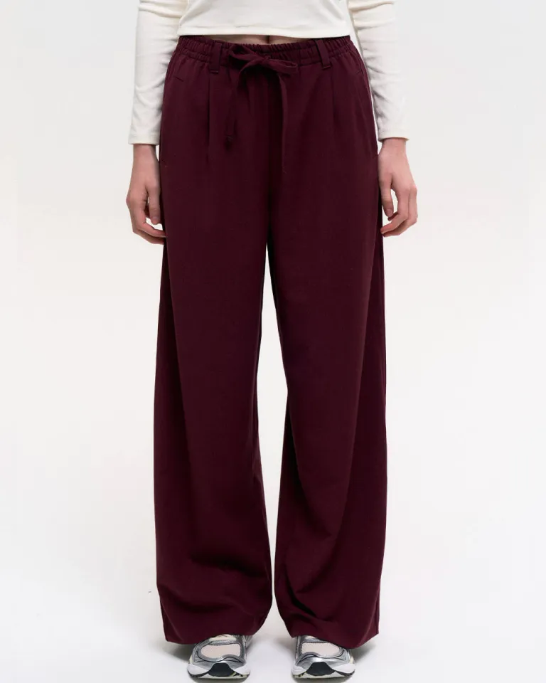 Pantalón wide leg con cintura elástica ajustable y bolsillos laterales de Sky en Pantalones para argentina