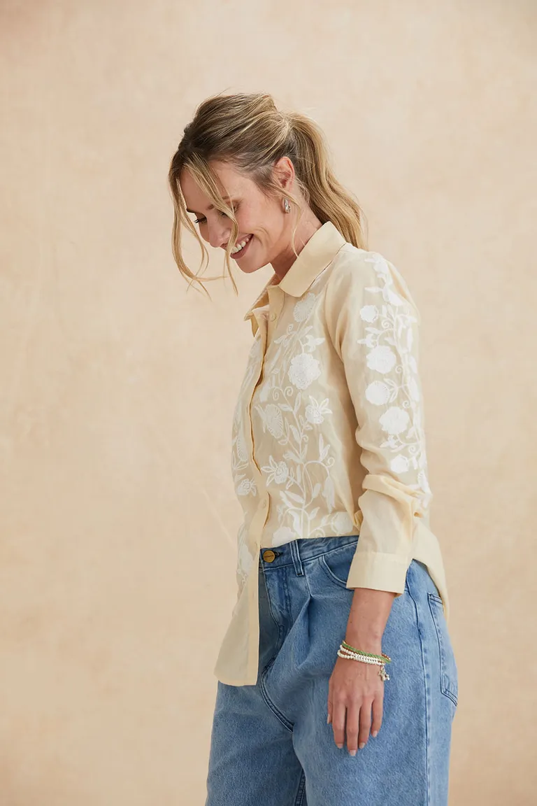 Camisa bordada de algodón de estilo sofisticado y elegante de Indiastyle en Camisas para argentina