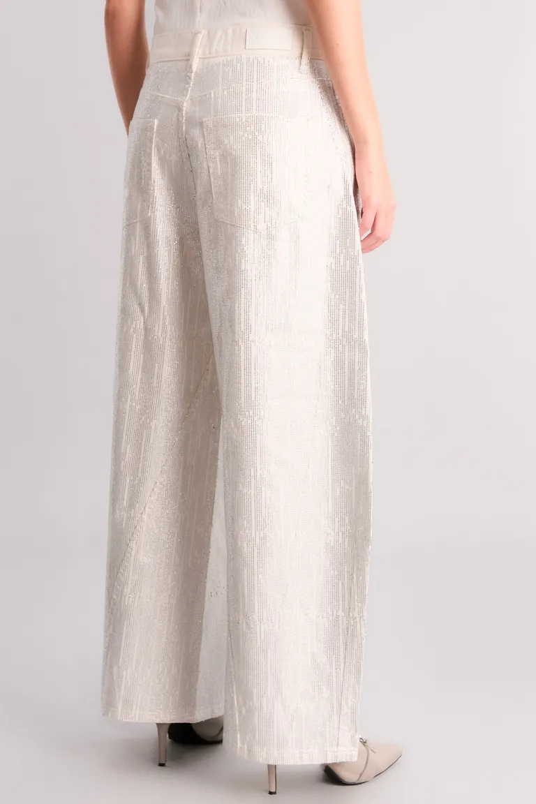 Pantalón barrel de algodón 100% con detalles de cristales aplicados de Kosiuko en Pantalones para argentina