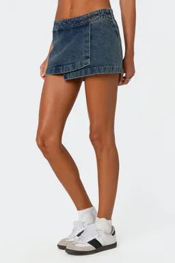 Skort asimétrico denim cruzado de Edikted en Faldas para argentina