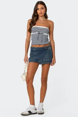 Skort asimétrico denim cruzado de Edikted en Faldas para argentina
