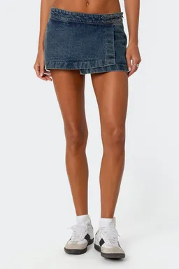 Skort asimétrico denim cruzado de Edikted en Faldas para argentina