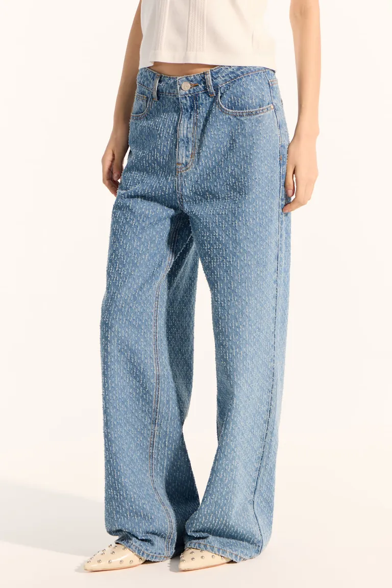 Pantalón vaquero de corte amplio y tiro medio con diseño de jacquard de Portsaid en Pantalones para argentina