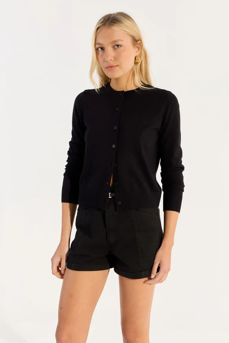 Cardigan básico de mangas largas y escote redondo con detalles sofisticados en la espalda de Portsaid en Buzos y Sweaters para argentina