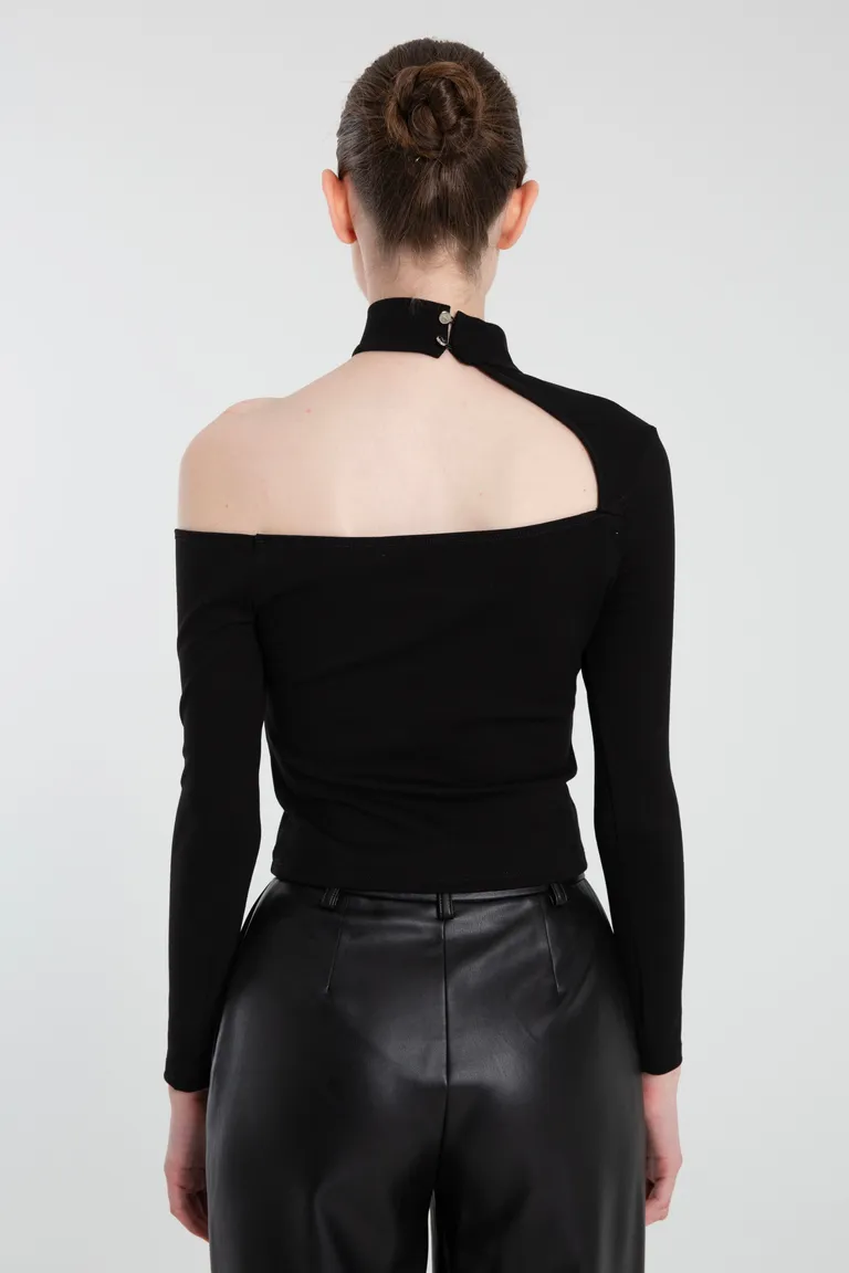 Top de manga larga con un solo hombro y corte recto en el busto de Naíma en Tops para argentina