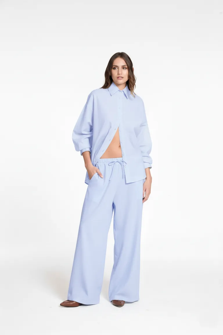 Pantalón de lino de corte amplio y cintura elástica de Justaosadia en Pantalones para argentina