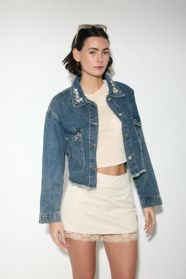 Campera de jean oversize con pedrería y strass de Audaz en Chaquetas para argentina