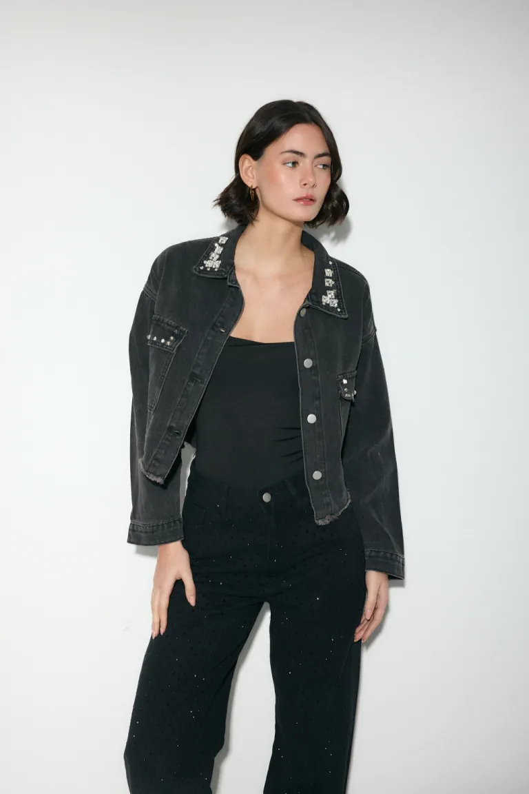 Campera de jean oversize con pedrería y strass de Audaz en Chaquetas para argentina