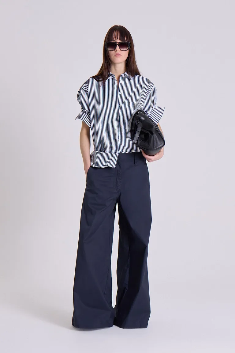 Pantalón de tiro alto y pierna ancha en azul marino para mujer de Maria Cher en Pantalones para argentina
