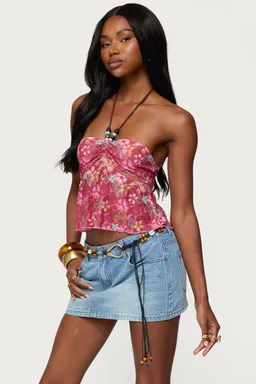 Top halter floral con aberturas de Edikted en Tops para argentina