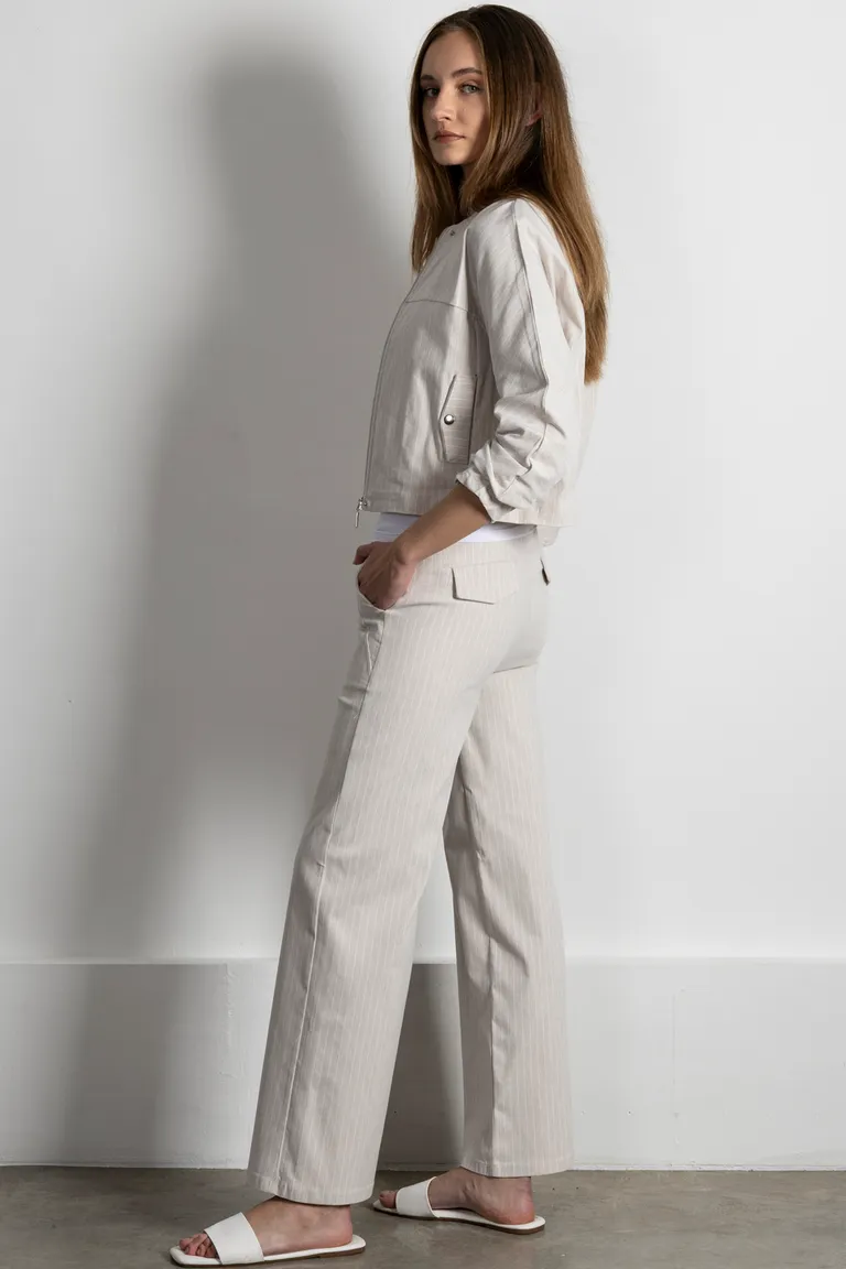 Pantalón de bengalina con diseño de rayas en corte amplio para mujer de Kill en Pantalones para argentina