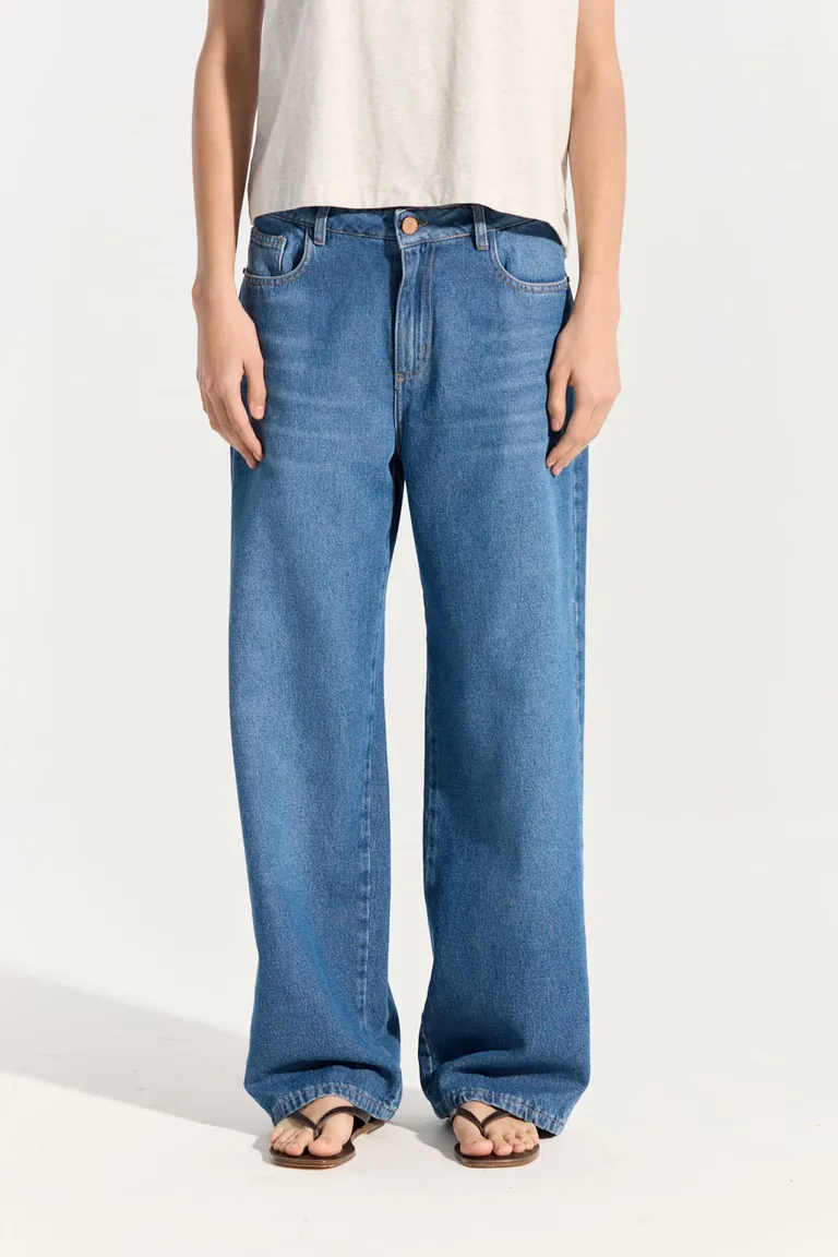 Pantalón de pierna ancha de tiro medio fabricado en algodón suave y duradero de Portsaid en Pantalones para argentina