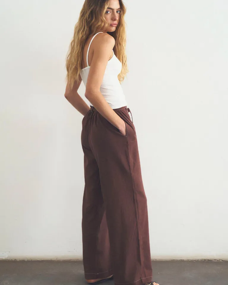 Pantalón wide leg con cintura ajustable y bolsillos ocultos de Sky en Pantalones para argentina