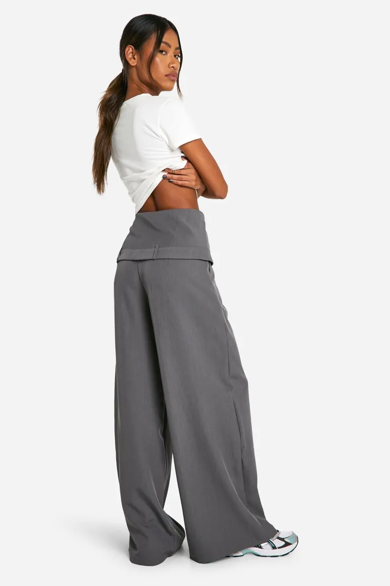 Pantalón ancho con cintura doblada de Boohoo en Pantalones para argentina