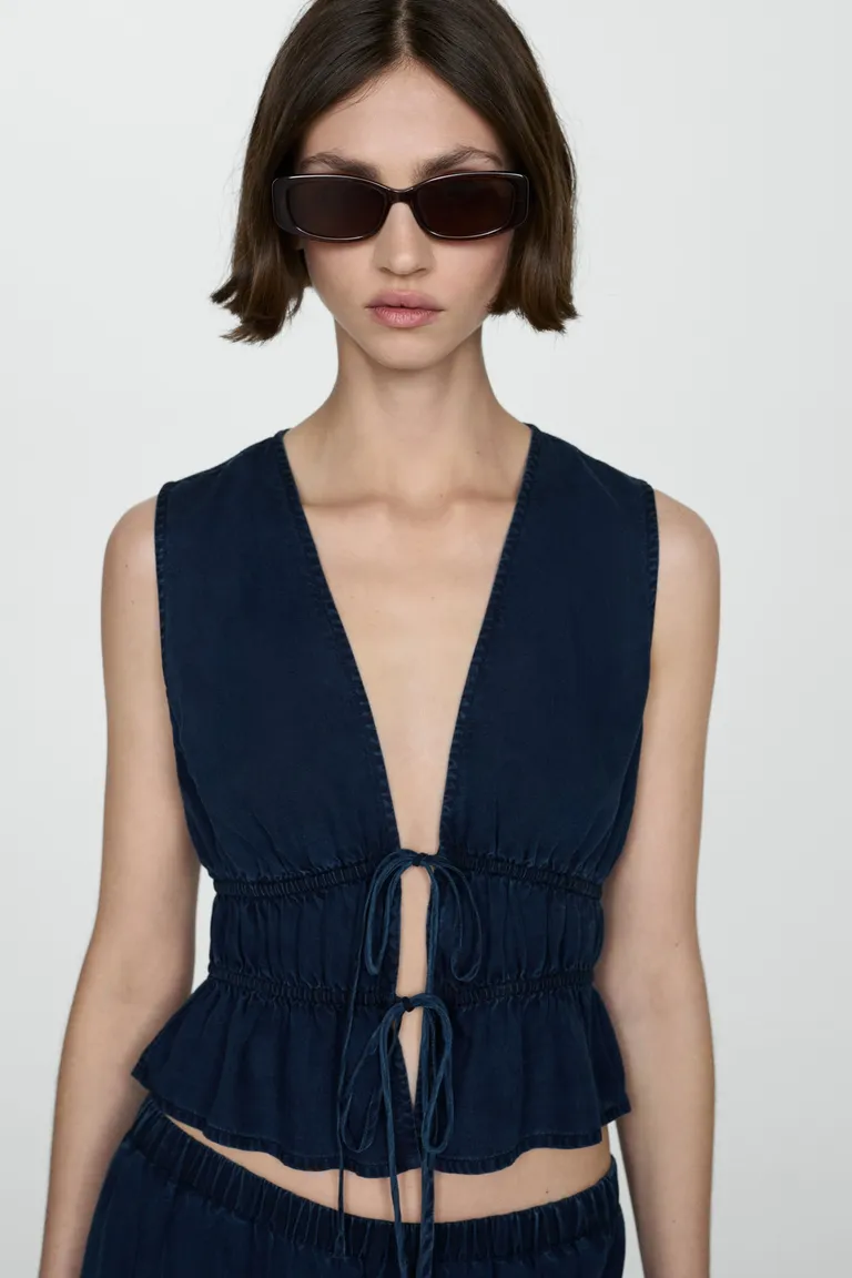 Top fruncido lazos de Mango en Tops para argentina