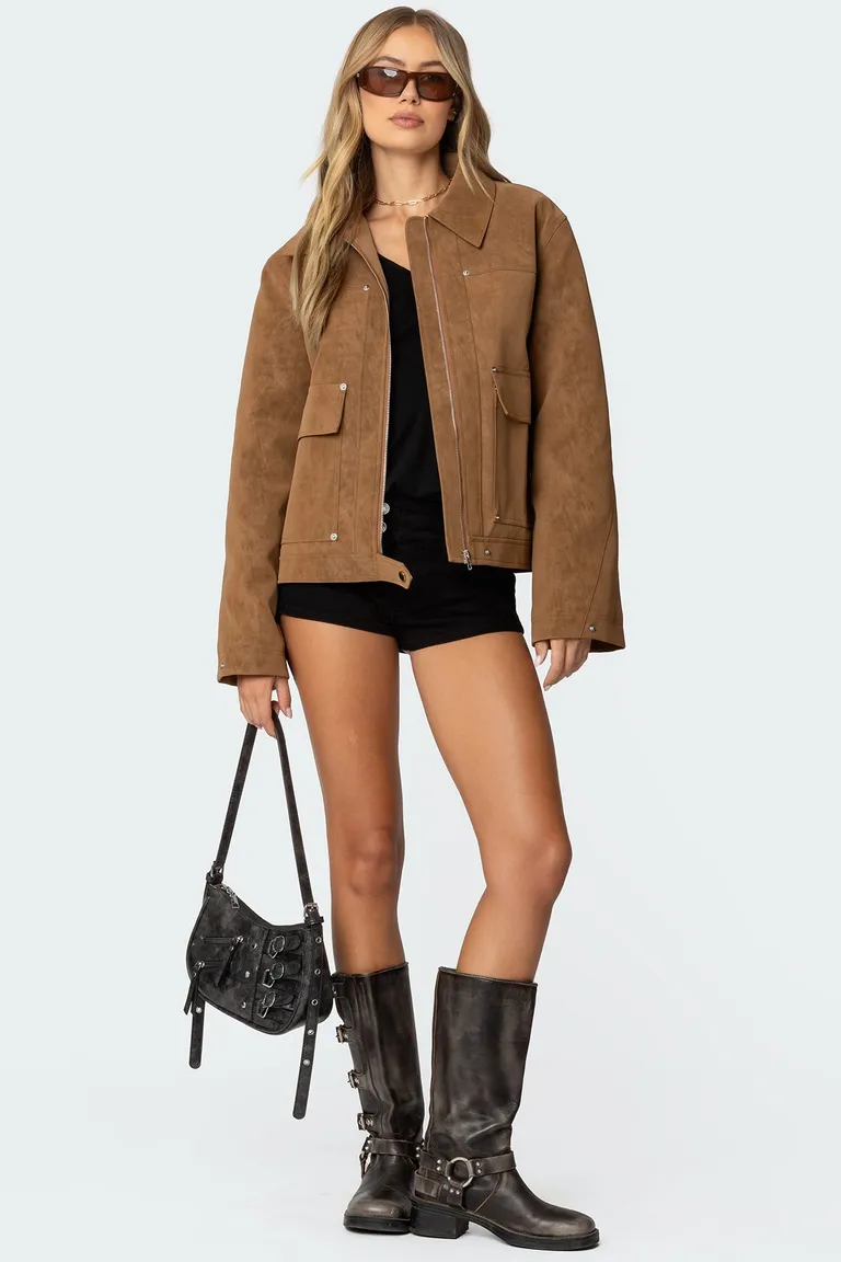 Campera annabelle gamuza sintética oversized de Edikted en Chaquetas para argentina