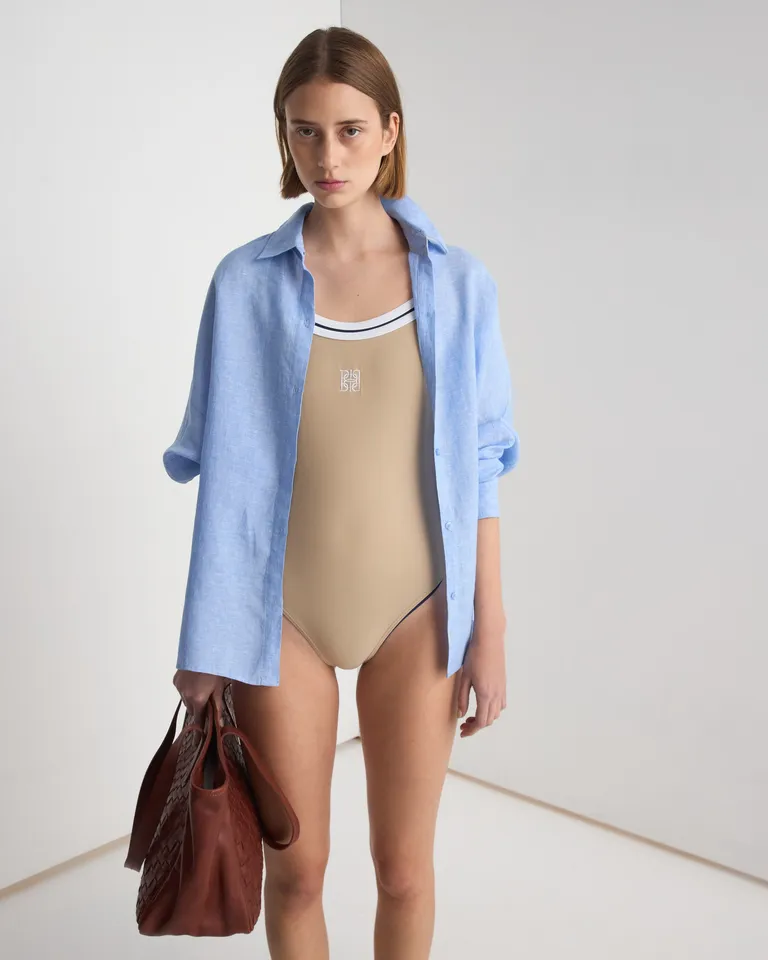 Camisa de lino de corte ancho y mangas largas para una apariencia sofisticada y relajada de Prüne en Camisas para argentina