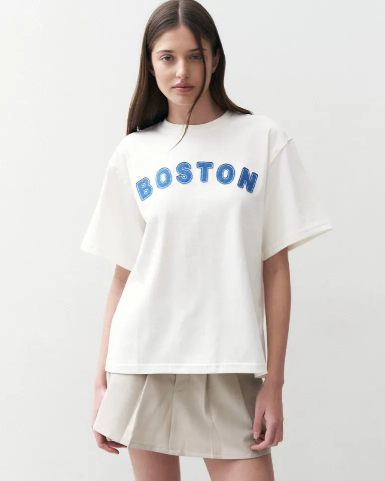Remera oversized con bordado de la ciudad de Boston en tela de jersey 100% algodón de Sky en Remeras para argentina