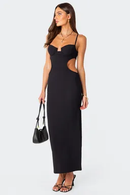 Maxi vestido cut out canalé de Edikted en Vestidos para argentina