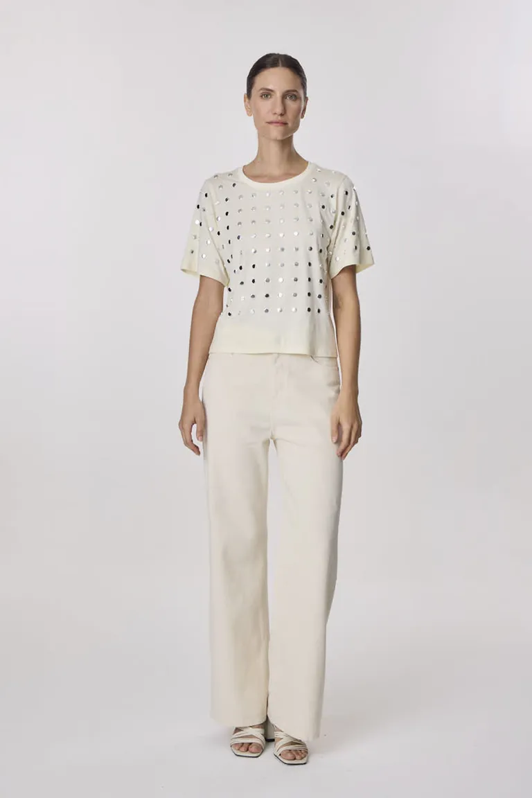 Remera de corte regular con detalles de tachas, confeccionada en suave tejido de algodón de Portsaid en Remeras para argentina