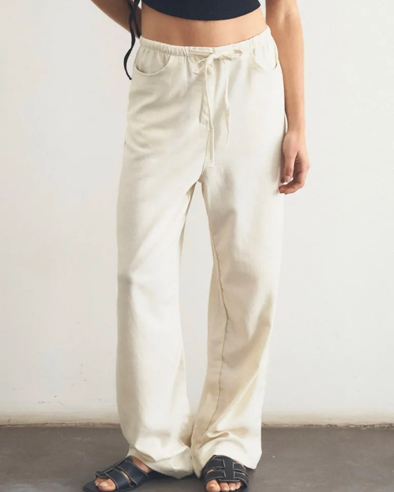 Pantalón de tiro medio en lino con cierre y bolsillos de Sky en Pantalones para argentina