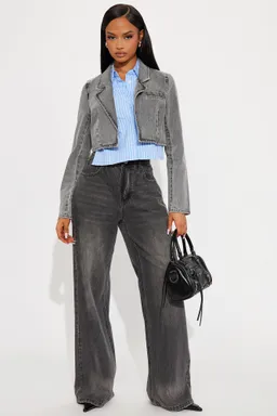 Blazer crop denim flexible oficina de Fashion Nova en Blazers para argentina